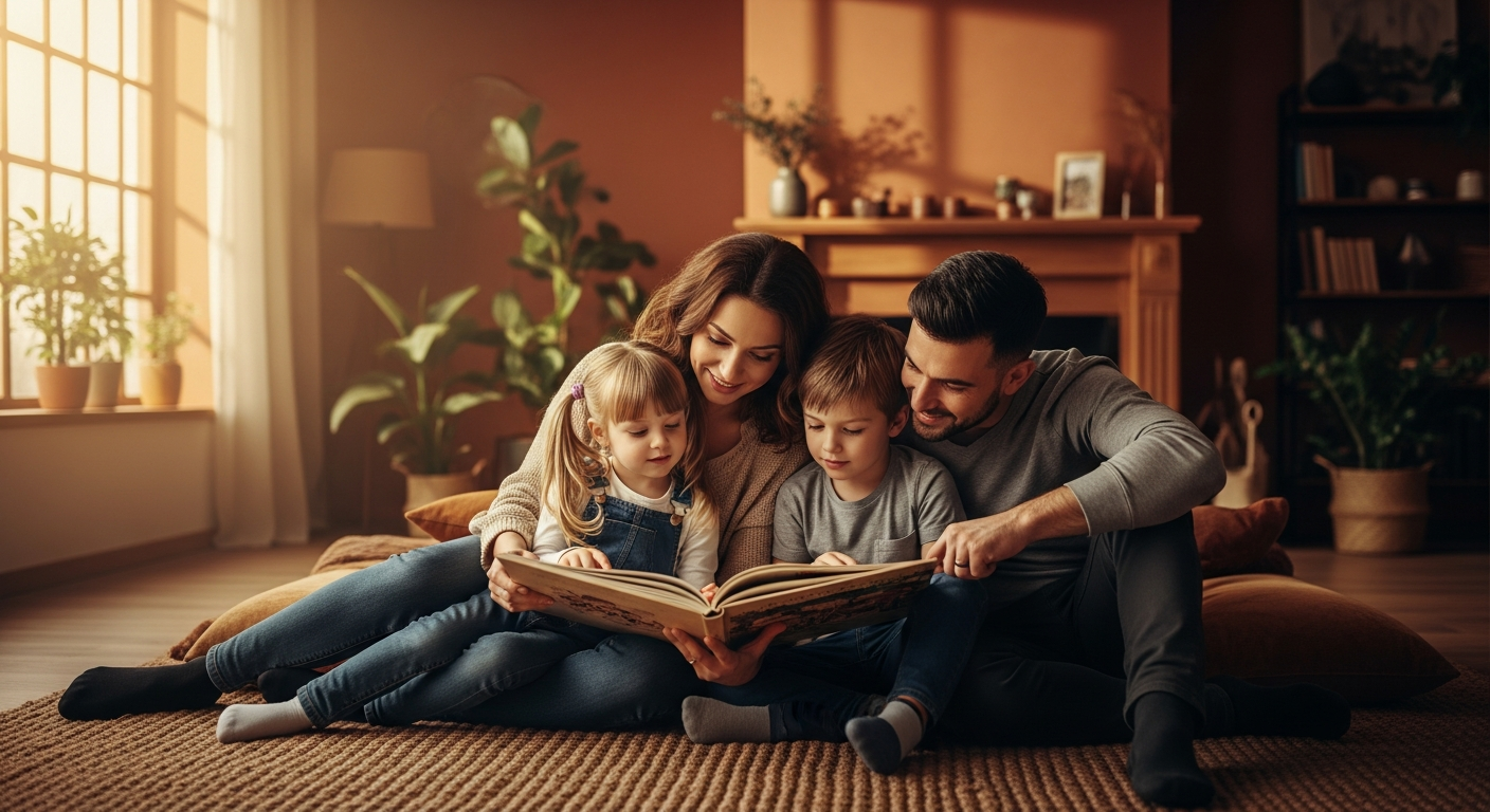 Family reading together